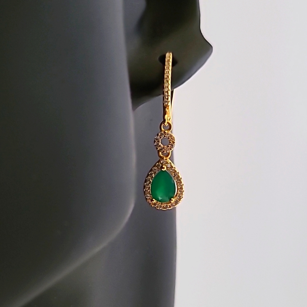 Natural Green Agate .925 Sterling Silver Drop Dangle Earrings